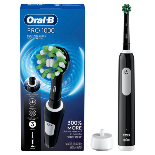Alternative view of Pro 1000 Rechargeable Electric Toothbrush Twin Pack, Black and Turquoise