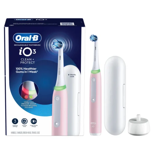 Oral-B iO Series 3 Clean & Protect Rechargeable Electric Toothbrush, Azalea Pink