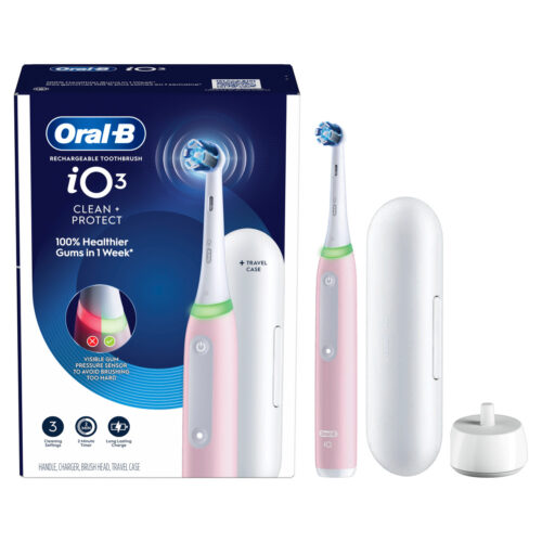 Oral-B iO Series 3 Clean & Protect Rechargeable Electric Toothbrush, Azalea Pink