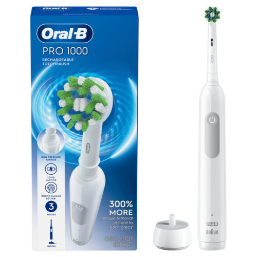 Alternative view of Pro 1000 Rechargeable Electric Toothbrush Twin Pack, Black and White