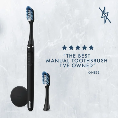 Clic Toothbrush Replacement Brush Heads, Black, 2 Count - Image 3