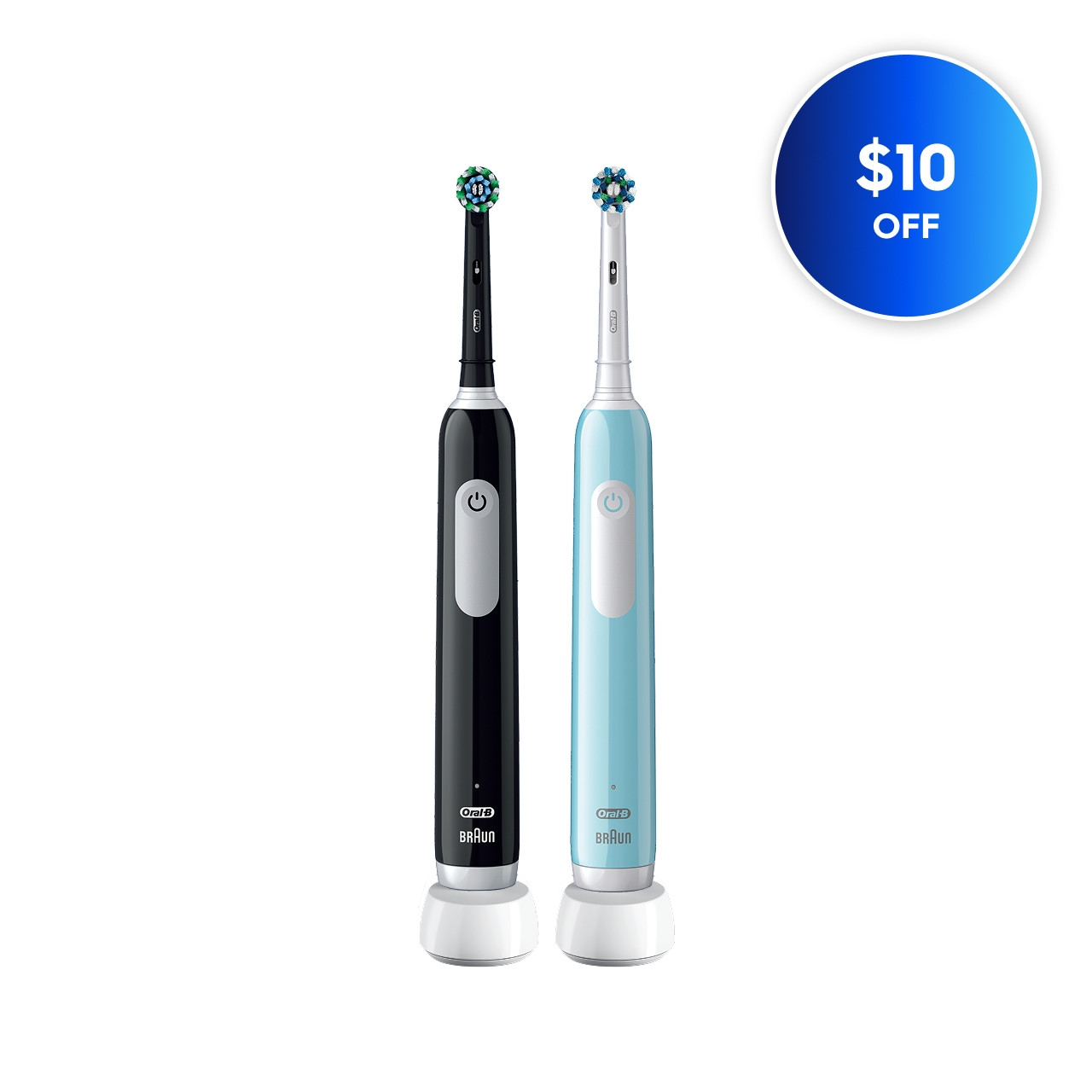 Pro 1000 Rechargeable Electric Toothbrush Twin Pack, Black and Turquoise