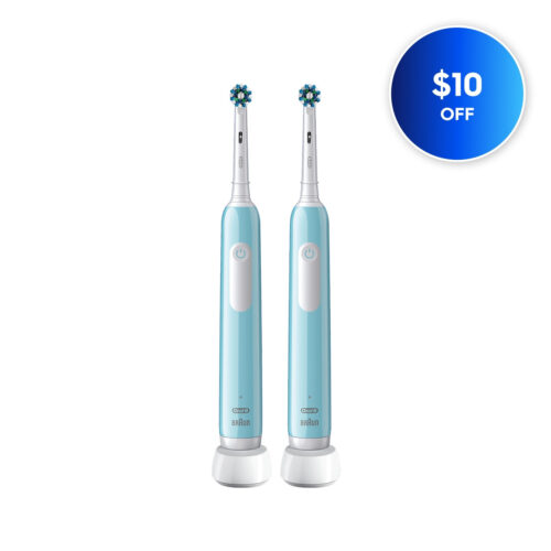 Pro 1000 Rechargeable Electric Toothbrush Twin Pack, Turquoise